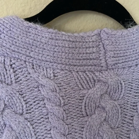 NWT Zara Purple Rhinestone Button Cable Knit Cardigan Sweater Medium - Picture 10 of 11